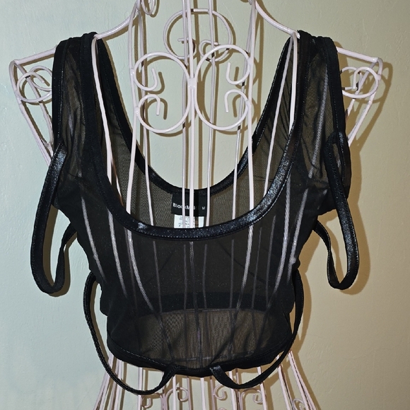 Blackmilk Tops - Blackmilk Sheer Strappy Shibari Crop M